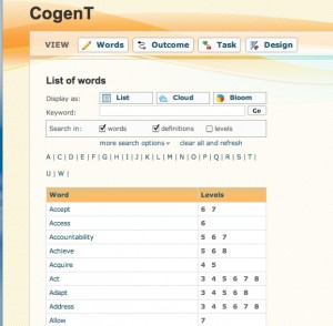 List view of Cogent toolkit