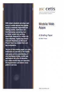 Mobile Web Apps: A Briefing Paper